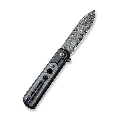CIVIVI Knives Banneret Flipper Knife - 3.48" Damascus Drop Point Blade, Bolstered Stainless Steel Handles with Twill Carbon Fiber/G10 Scales - C20040D-DS1 CIVIVI Knives Banneret Flipper Knife - 3.48" Damascus Drop Point Blade, Bolstered Stainless Steel Handles with Twill Carbon Fiber/G10 Scales - C20040D-DS1