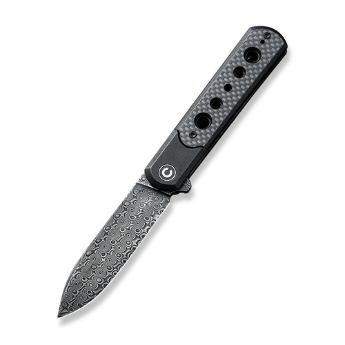 CIVIVI Knives Banneret Flipper Knife - 3.48" Damascus Drop Point Blade, Bolstered Stainless Steel Handles with Twill Carbon Fiber/G10 Scales - C20040D-DS1 CIVIVI Knives Banneret Flipper Knife - 3.48" Damascus Drop Point Blade, Bolstered Stainless Steel Handles with Twill Carbon Fiber/G10 Scales - C20040D-DS1
