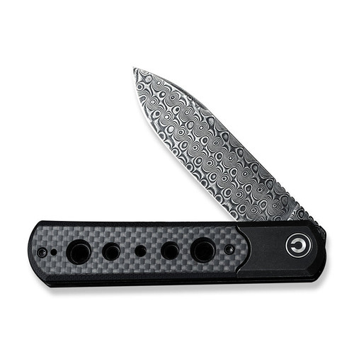 CIVIVI Knives Banneret Flipper Knife - 3.48" Damascus Drop Point Blade, Bolstered Stainless Steel Handles with Twill Carbon Fiber/G10 Scales - C20040D-DS1 CIVIVI Knives Banneret Flipper Knife - 3.48" Damascus Drop Point Blade, Bolstered Stainless Steel Handles with Twill Carbon Fiber/G10 Scales - C20040D-DS1