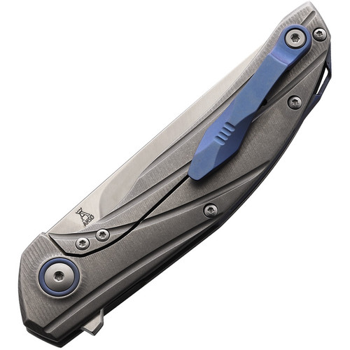 Viper Knives Orso 2 Flipper Knife - 3.43" LO-QPM 20-4 Stonewashed Straight Blade, Milled Stonewashed Titanium Handles - V5996TI