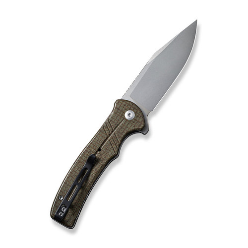 CIVIVI Knives Cogent Flipper Knife - 3.47" 14C28N Bead Blast Plain Blade, Coarse Green Micarta Handles - C20038D-5 CIVIVI Knives Cogent Flipper Knife - 3.47" 14C28N Bead Blast Plain Blade, Coarse Green Micarta Handles - C20038D-5
