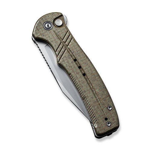CIVIVI Knives Cogent Flipper Knife - 3.47" 14C28N Bead Blast Plain Blade, Coarse Green Micarta Handles - C20038D-5 CIVIVI Knives Cogent Flipper Knife - 3.47" 14C28N Bead Blast Plain Blade, Coarse Green Micarta Handles - C20038D-5