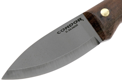 Condor Tool & Knife Mini Bushlore Fixed Knife - 3" 1075 Carbon Steel Satin Blade, Hardwood Handles, Leather Sheath - CTK232-3HC Condor Tool & Knife Mini Bushlore Fixed Knife - 3" 1075 Carbon Steel Satin Blade, Hardwood Handles, Leather Sheath - CTK232-3HC