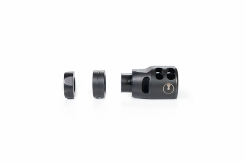 Ultradyne USA Lithium PCC Compensator Muzzle Brake with Timing Nut - 9MM, 1/2"-28 Thread, 1.125" Outside Diameter, 416 SS, Black Nitride Finish Ultradyne USA Lithium PCC Compensator Muzzle Brake with Timing Nut - 9MM, 1/2"-28 Thread, 1.125" Outside Diameter, 416 SS, Black Nitride Finish