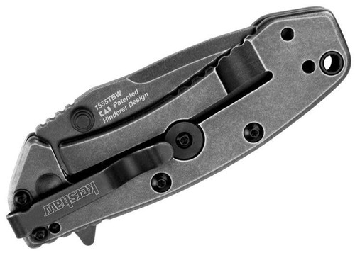 Kershaw 1555TBWX Cryo Assisted Flipper Knife - 2.75" Blackwash Drop Point Blade, Stainless Steel Handles Kershaw 1555TBWX Cryo Assisted Flipper Knife - 2.75" Blackwash Drop Point Blade, Stainless Steel Handles