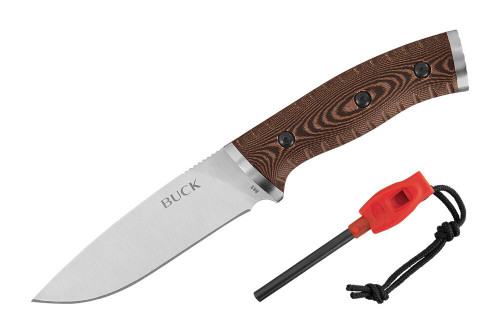 Buck 863 Selkirk Survival Knife Fixed - 4.625" 420HC Blade, Brown Micarta Handles - 10180