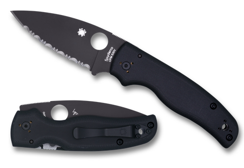 Spyderco Shaman Folding Knife - 3.58" S30V Black Serrated Blade, Matte G10 Handles - C229GSBK