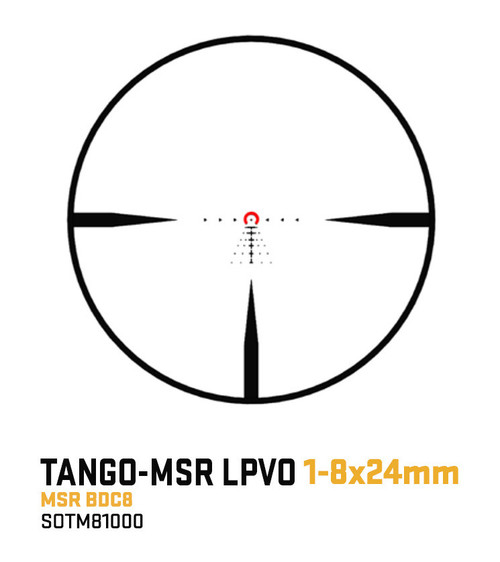 Sig Sauer TANGO-MSR 1-8X24mm Rifle Scope - Second Focal Plane, 30mm Maintube, MSR-BDC8 Illuminated MOA Reticle, Coyote Brown, Includes ALPHA-MSR Cantilvered Mount Sig Sauer TANGO-MSR 1-8X24mm Rifle Scope - Second Focal Plane, 30mm Maintube, MSR-BDC8 Illuminated MOA Reticle, Coyote Brown, Includes ALPHA-MSR Cantilvered Mount