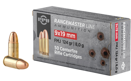 PPU Rangemaster 9mm 124 gr Full Metal Jacket (FMJ)-  1000rd Case