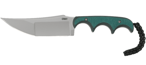 CRKT 2394 Folts Minimalist Katana Fixed Blade Neck Knife - 3.56" Bead Blasted Plain Blade, Green Resin Infused Fiber Handles, Thermoplastic Sheath