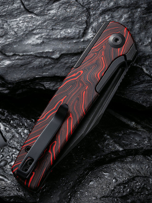 CIVIVI Knives Cachet Flipper Knife - 3.48" 14C28N Black Stonewashed Clip Point Blade, Black Stainless Steel Handles with Red/Black G10 Inlays - C20041C-1 CIVIVI Knives Cachet Flipper Knife - 3.48" 14C28N Black Stonewashed Clip Point Blade, Black Stainless Steel Handles with Red/Black G10 Inlays - C20041C-1