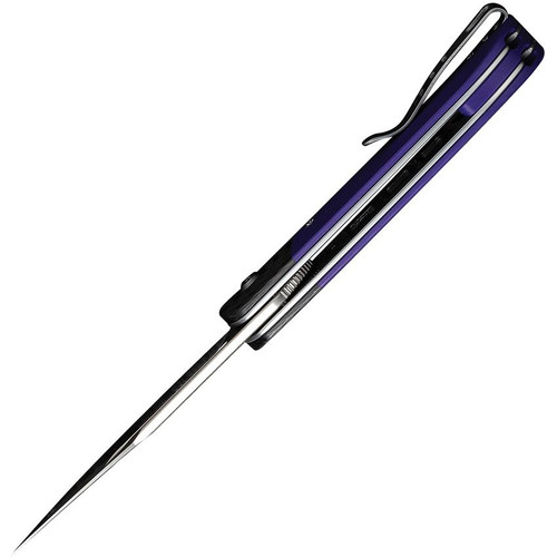 CIVIVI Knives C19010C-3 Appalachian Drifter II Front Flipper Knife - 2.96" Nitro-V Satin Clip Point Blade, Purple G10 Handles with Carbon Fiber Bolsters CIVIVI Knives C19010C-3 Appalachian Drifter II Front Flipper Knife - 2.96" Nitro-V Satin Clip Point Blade, Purple G10 Handles with Carbon Fiber Bolsters
