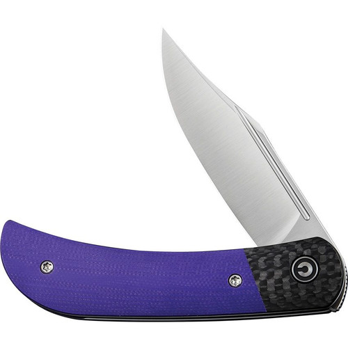 CIVIVI Knives C19010C-3 Appalachian Drifter II Front Flipper Knife - 2.96" Nitro-V Satin Clip Point Blade, Purple G10 Handles with Carbon Fiber Bolsters CIVIVI Knives C19010C-3 Appalachian Drifter II Front Flipper Knife - 2.96" Nitro-V Satin Clip Point Blade, Purple G10 Handles with Carbon Fiber Bolsters