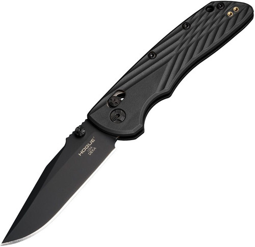 Hogue Deka ABLE Lock Folding Knife - 3.25" CPM-MagnaCut Black Cerakote Clip Point Blade, Black Polymer Handles - 24376