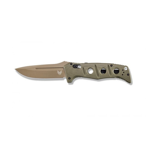 Benchmade 2750FE-2 AUTO Adamas Folding Knife - 3.78" CruWear Flat Dark Earth Plain Edge Blade, OD Green G10 Handles, Ballistic Nylon Sheath Benchmade 2750FE-2 AUTO Adamas Folding Knife - 3.78" CruWear Flat Dark Earth Plain Edge Blade, OD Green G10 Handles, Ballistic Nylon Sheath