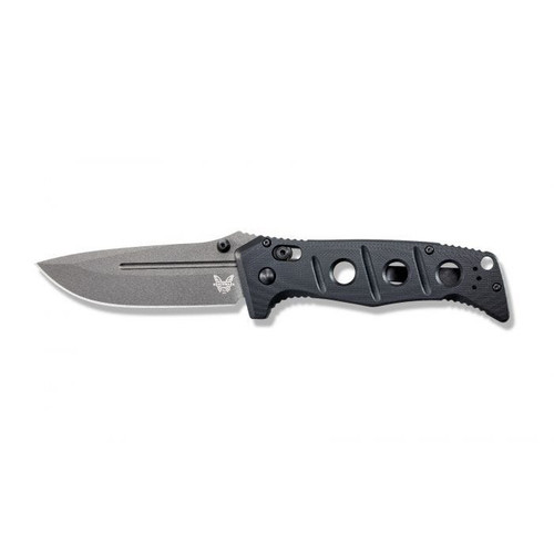 Benchmade 275GY-1 Shane Sibert Adamas Folding Knife - 3.78" CruWear Tungsten Gray Plain Blade, Black G10 Handles, Ballistic Nylon Sheath Benchmade 275GY-1 Shane Sibert Adamas Folding Knife - 3.78" CruWear Tungsten Gray Plain Blade, Black G10 Handles, Ballistic Nylon Sheath