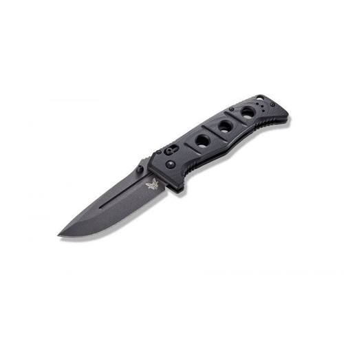 Benchmade 275GY-1 Shane Sibert Adamas Folding Knife - 3.78" CruWear Tungsten Gray Plain Blade, Black G10 Handles, Ballistic Nylon Sheath Benchmade 275GY-1 Shane Sibert Adamas Folding Knife - 3.78" CruWear Tungsten Gray Plain Blade, Black G10 Handles, Ballistic Nylon Sheath