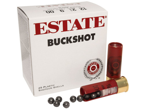 Federal Estate Buck Shot 12 Gauge 2-3/4" 00 Buckshot Shotgun Shells - 25 Shells per Box