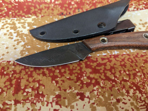 Black Knight Blades Stalker EDC Lite Fixed Blade - 2.5" 8670 Steel Plain Edge Blade, Burlap Micarta Handle, Kydex Sheath Black Knight Blades Stalker EDC Lite Fixed Blade - 2.5" 8670 Steel Plain Edge Blade, Burlap Micarta Handle, Kydex Sheath