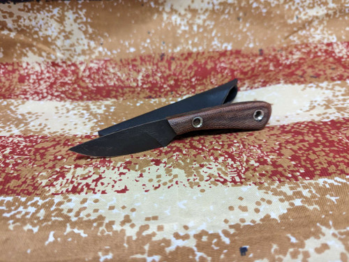Black Knight Blades Stalker EDC Lite Fixed Blade - 2.5" 8670 Steel Plain Edge Blade, Burlap Micarta Handle, Kydex Sheath Black Knight Blades Stalker EDC Lite Fixed Blade - 2.5" 8670 Steel Plain Edge Blade, Burlap Micarta Handle, Kydex Sheath