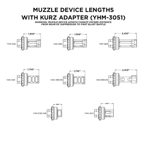 Yankee Hill Machine Kurz QD Adapter - 1-3/8"-24, Black, 17-4 Stainless Steel, Fits Silencerco Omega 300/Hybrid/Harvester .338/Big Bore, Dead Air Nomad, and RMS 2 Hopaii