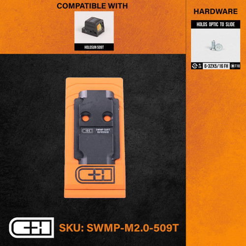 C&H Precision S&W M2.0™ C.O.R.E. to Holosun 509T Adapter Plate - Anodized Black Finish, Includes Mounting Hardware