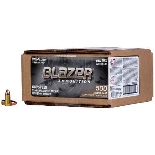 CCI Blazer Brass 9mm 115gr Full Metal Jacket (FMJ) - 500 Round Case CCI Blazer Brass 9mm 115gr Full Metal Jacket (FMJ) - 500 Round Case