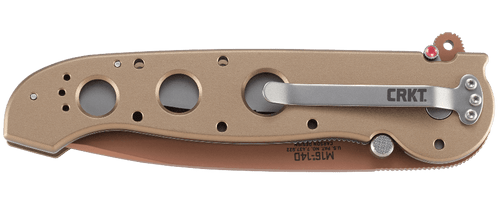 CRKT M16 Flipper - 3.94" Combo Tanto Blade, Desert Tan, Aluminum Handles - M16-14D CRKT M16 Flipper - 3.94" Combo Tanto Blade, Desert Tan, Aluminum Handles - M16-14D