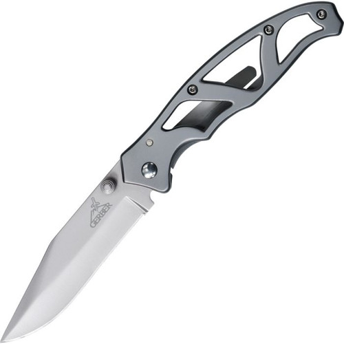 Gerber Paraframe II Folding Knife - 3.625" Plain Blade, Stainless Steel Handles - 22-48448