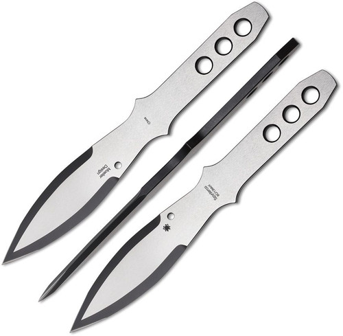 Spyderco SpyderThrowers Large - 11.07" Set of 3 Throwing Knives, Leather Sheath - TK01LG