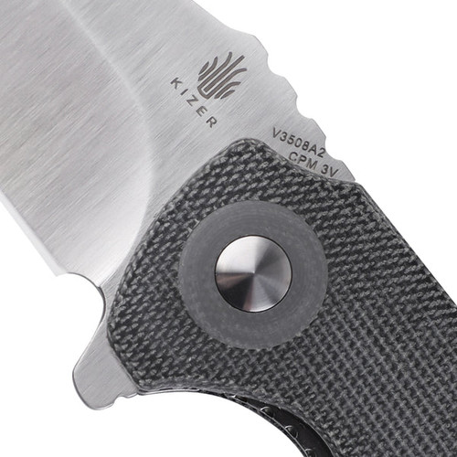 Kizer Cutlery Mini Critical Flipper Knife - 3" CPM-3V Satin Reverse Tanto Blade, Micarta Handles - V3508A2 Kizer Cutlery Mini Critical Flipper Knife - 3" CPM-3V Satin Reverse Tanto Blade, Micarta Handles - V3508A2
