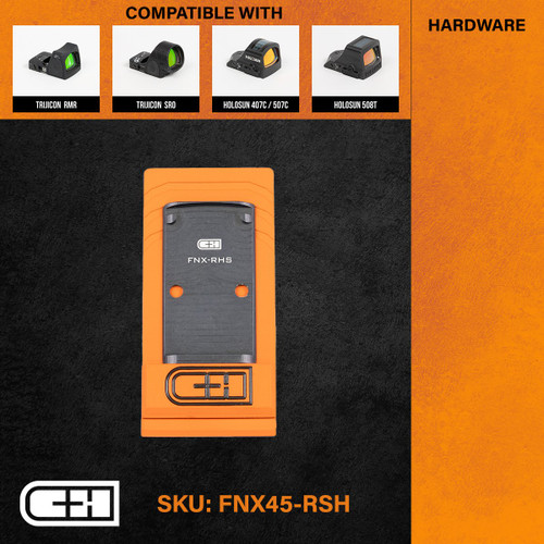C&H Precision FNX V4 MIL / LEO to Trijicon RMR / SRO / Holosun 407C / 507C / 508C / 508T Adapter Plate - Anodized Black Finish, Includes Mounting Hardware