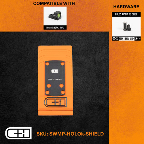 C&H Precision S&W M&P® 2.0 SHIELD to Holosun 407K / 507K Adapter Plate - Anodized Black Finish, Includes Mounting Hardware