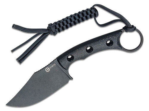 CIVIVI Knives Midwatch Fixed Blade Knife - 3.39" N690 Black Stonewashed Clip Point, Black Burlap Micarta Handles with Pinky Ring, Kydex Sheath - C20059B-1 CIVIVI Knives Midwatch Fixed Blade Knife - 3.39" N690 Black Stonewashed Clip Point, Black Burlap Micarta Handles with Pinky Ring, Kydex Sheath - C20059B-1