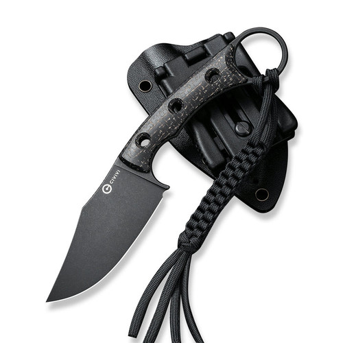 CIVIVI Knives Midwatch Fixed Blade Knife - 3.39" N690 Black Stonewashed Clip Point, Black Burlap Micarta Handles with Pinky Ring, Kydex Sheath - C20059B-1 CIVIVI Knives Midwatch Fixed Blade Knife - 3.39" N690 Black Stonewashed Clip Point, Black Burlap Micarta Handles with Pinky Ring, Kydex Sheath - C20059B-1