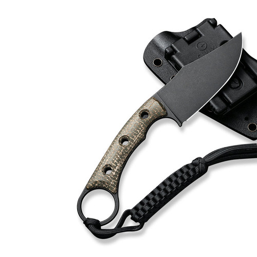 CIVIVI Knives Midwatch Fixed Blade Knife - 3.39" N690 Black Stonewashed Clip Point, Green Burlap Micarta Handles with Pinky Ring, Kydex Sheath - C20059B-3 CIVIVI Knives Midwatch Fixed Blade Knife - 3.39" N690 Black Stonewashed Clip Point, Green Burlap Micarta Handles with Pinky Ring, Kydex Sheath - C20059B-3