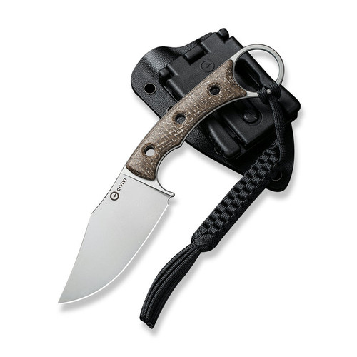 CIVIVI Knives Midwatch Fixed Blade Knife - 3.39" N690 Bead Blasted Clip Point, Brown Burlap Micarta Handles with Pinky Ring, Kydex Sheath - C20059B-2 CIVIVI Knives Midwatch Fixed Blade Knife - 3.39" N690 Bead Blasted Clip Point, Brown Burlap Micarta Handles with Pinky Ring, Kydex Sheath - C20059B-2