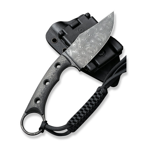 CIVIVI Knives Midwatch Fixed Blade Knife - 3.39" Damascus Clip Point, Twill Carbon Fiber Handles with Pinky Ring, Kydex Sheath - C20059B-DS1 CIVIVI Knives Midwatch Fixed Blade Knife - 3.39" Damascus Clip Point, Twill Carbon Fiber Handles with Pinky Ring, Kydex Sheath - C20059B-DS1