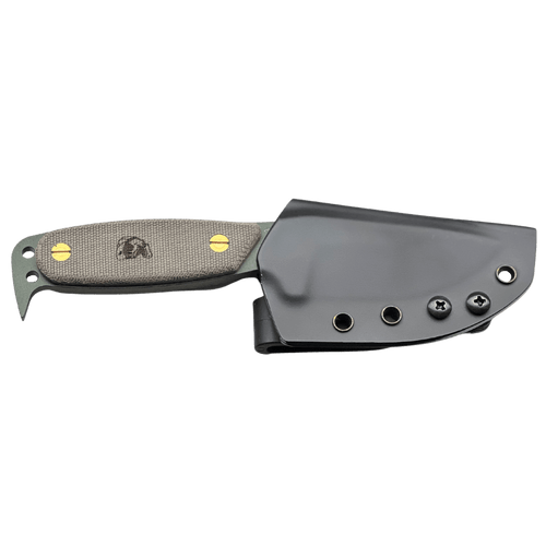 DPx Gear HEST Original Fixed Blade Knife - 3.13" D2 OD Green Powder Coat Drop Point, Green Canvas Micarta Handles, Kydex Sheath - DPHSX114
