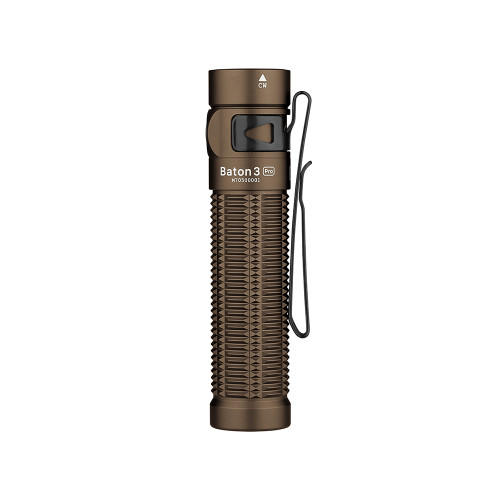 Olight Baton 3 Pro Rechargeable Flashlight - 1500 Lumens, 3206 Candela, Cool White LED, Desert Tan