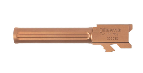 Fortis Match Grade Fluted Barrel - 4", Fits Glock 19 Gen 1-5 and 19X, Copper Finish, Titanium Copper Nitride Coating, 416R Stainless Fortis Match Grade Fluted Barrel - 4", Fits Glock 19 Gen 1-5 and 19X, Copper Finish, Titanium Copper Nitride Coating, 416R Stainless
