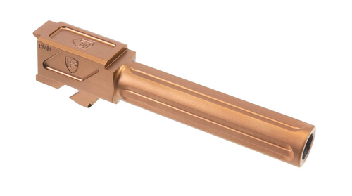 Fortis Match Grade Fluted Barrel - 4", Fits Glock 19 Gen 1-5 and 19X, Copper Finish, Titanium Copper Nitride Coating, 416R Stainless Fortis Match Grade Fluted Barrel - 4", Fits Glock 19 Gen 1-5 and 19X, Copper Finish, Titanium Copper Nitride Coating, 416R Stainless
