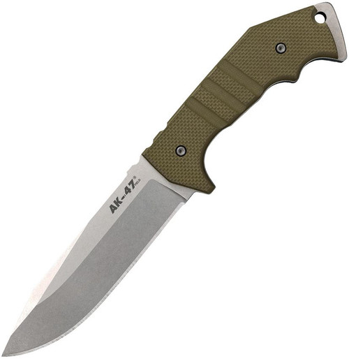 Cold Steel 14AKA AK-47 Field Knife Fixed Blade - 5.5" CPM-3V Stonewashed Blade, OD Green G10 Handles, Secure-Ex Sheath