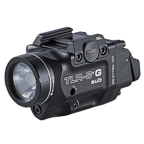 Streamlight TLR-8 G Sub Compact Rail-Mounted Tactical Light with Green Laser -  Glock 43x/48 MOS - Black Finish