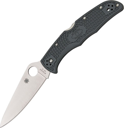 Spyderco Endura 4 Flat Ground Lock Back Folder - 3.75" VG10 Satin Plain Blade, Gray FRN Handles - C10FPGY