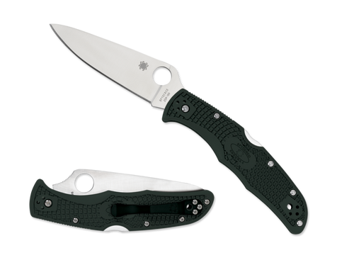 Spyderco Endura 4 Flat Ground Lock Back Folder - 3.75" ZDP-189 Satin Plain Blade, British Racing Green FRN Handles - C10PGRE