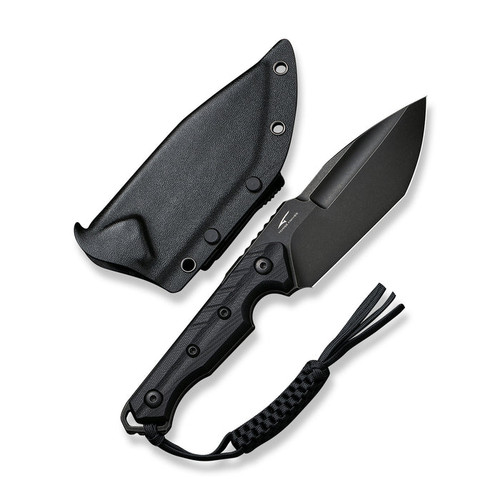CIVIVI Knives Maxwell Fixed Blade Knife - 4.74" D2 Black Stonewashed Spear Point Tanto, Black G10 Handles, Kydex Sheath - C21040-1 CIVIVI Knives Maxwell Fixed Blade Knife - 4.74" D2 Black Stonewashed Spear Point Tanto, Black G10 Handles, Kydex Sheath - C21040-1