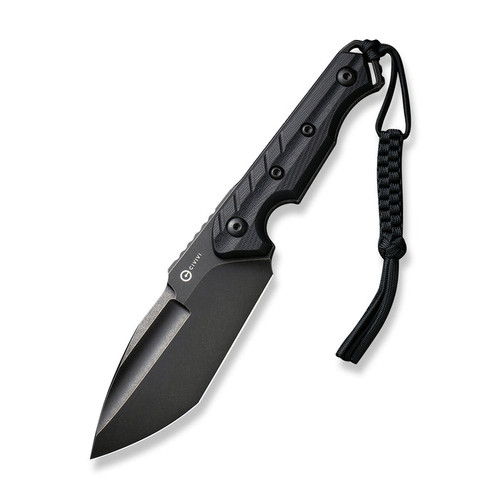 CIVIVI Knives Maxwell Fixed Blade Knife - 4.74" D2 Black Stonewashed Spear Point Tanto, Black G10 Handles, Kydex Sheath - C21040-1 CIVIVI Knives Maxwell Fixed Blade Knife - 4.74" D2 Black Stonewashed Spear Point Tanto, Black G10 Handles, Kydex Sheath - C21040-1