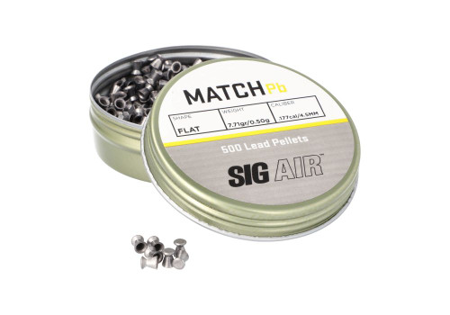 Sig Sauer Airguns Match .177 Lead Flat Nose Pellets - 500 Pellets per Tin Sig Sauer Airguns Match .177 Lead Flat Nose Pellets - 500 Pellets per Tin