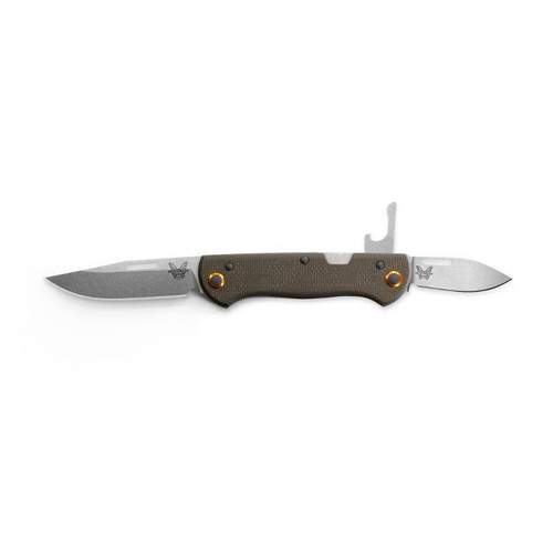 Benchmade Weekender 2-Blade Slipjoint Folding Knife - 2.97" Satin S30V Clip Point and Drop Point Blades, Green Canvas Micarta Handles - 317-1 Benchmade Weekender 2-Blade Slipjoint Folding Knife - 2.97" Satin S30V Clip Point and Drop Point Blades, Green Canvas Micarta Handles - 317-1